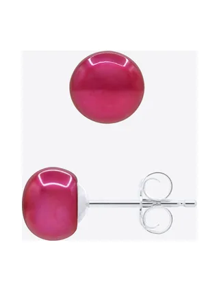 Boucles d'Oreilles Véritables Perles d'Eau Douce Bouton 6-7 mm — Argent 925 Millièmes 5