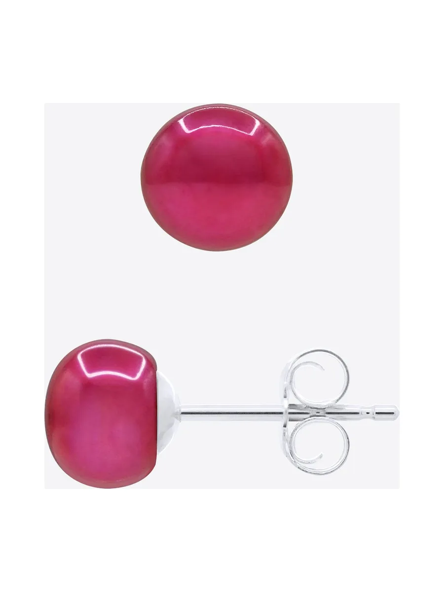 Boucles d'Oreilles Véritables Perles d'Eau Douce Bouton 6-7 mm — Argent 925 Millièmes 5