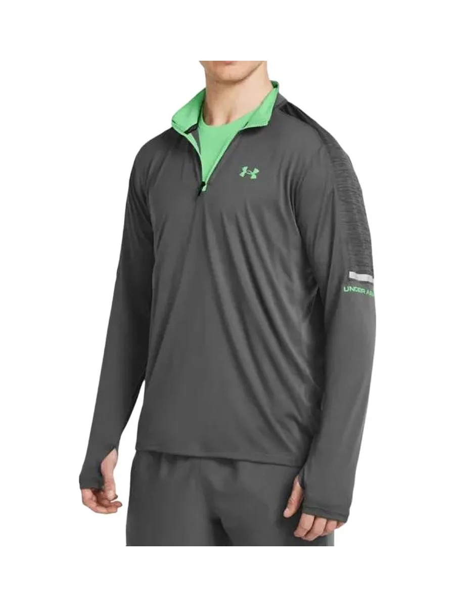 Sweat 1/4 gris/vert Homme Under Armour Core+ Tech 1
