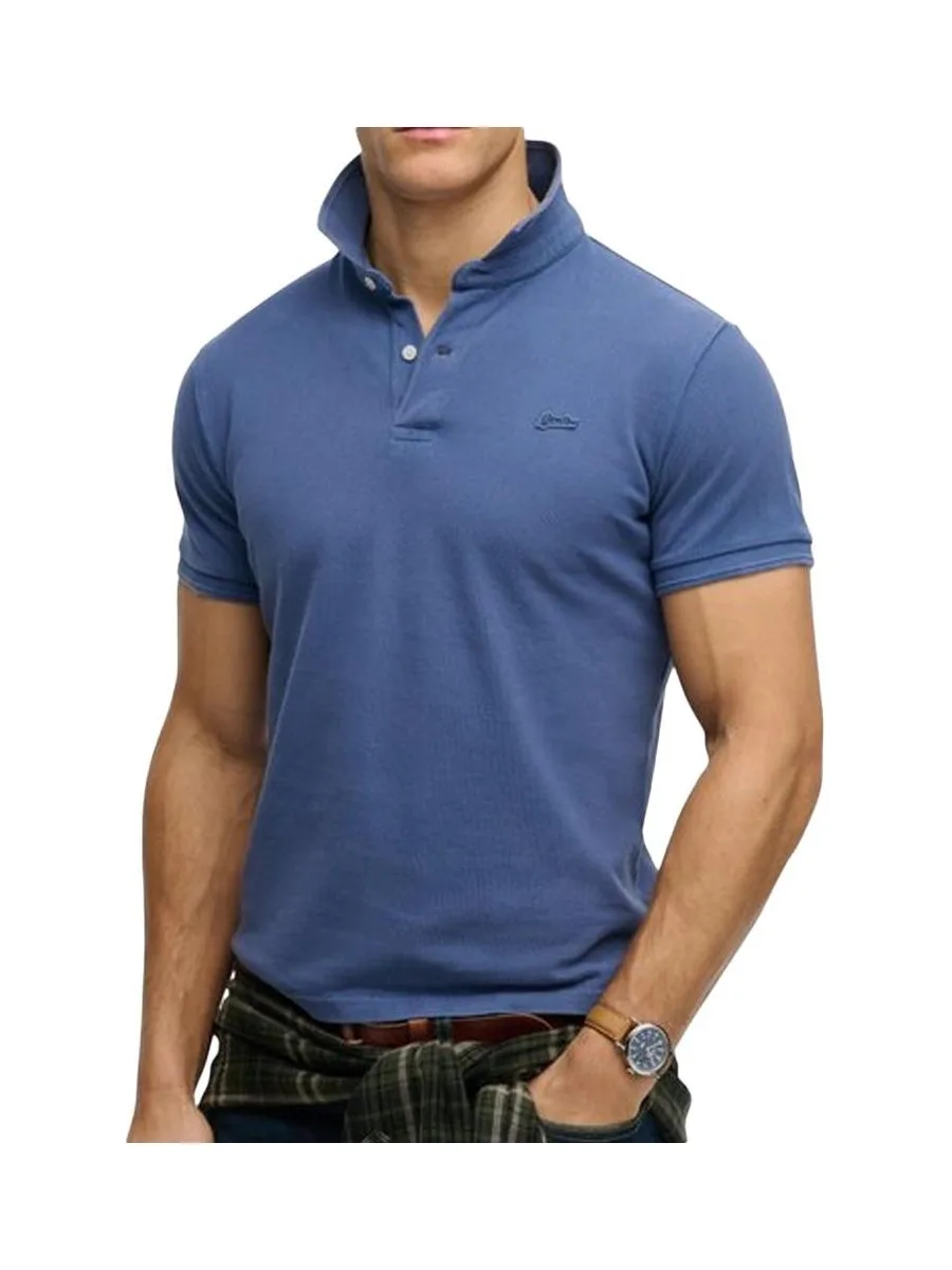 Polo Bleu Homme Superdry Classic Pique 1