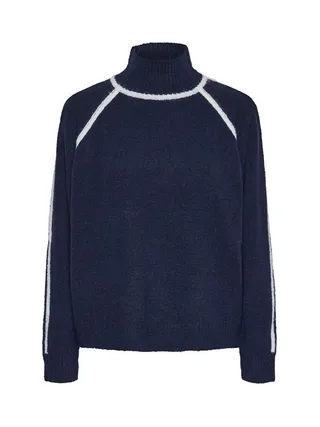 Pull Marine/Blanc Femme Pieces Lola 1