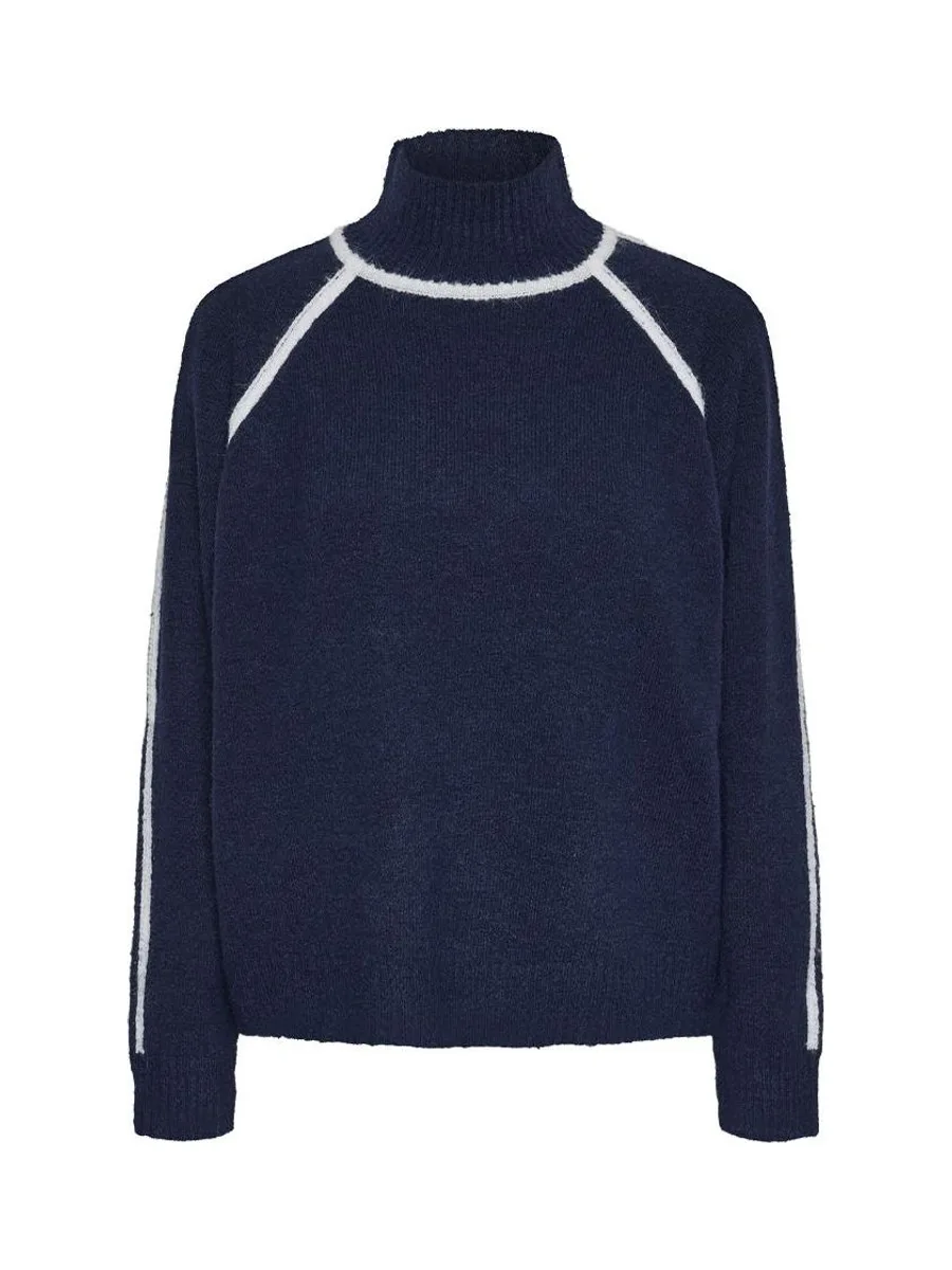 Pull Marine/Blanc Femme Pieces Lola 2