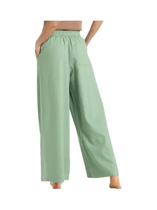 Pantalon fluide en Lin Vert Femme Roxy Lekeitio Break 2