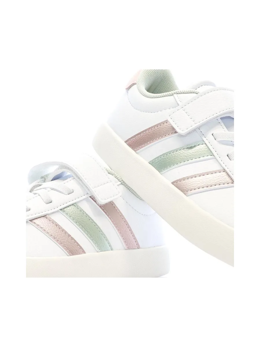 Baskets Blanches/Roses Fille Adidas Vl Court 7