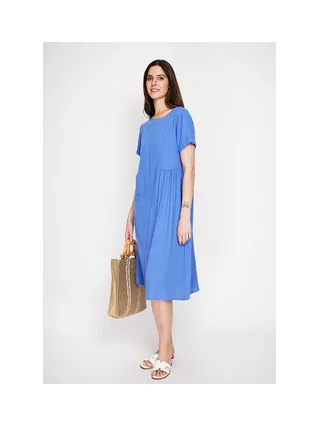 Robe découpe devant évasée à manches courtes 2
