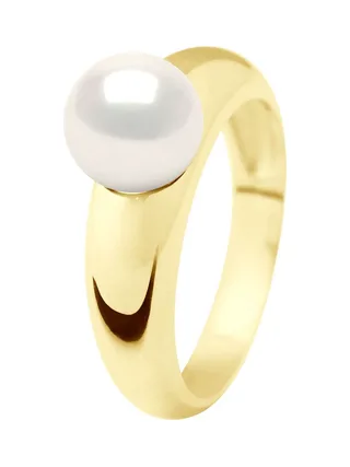Bague Jonc Véritable Perle d'Eau Douce Ronde 8-9 mm — Or Jaune 375 Millièmes 4