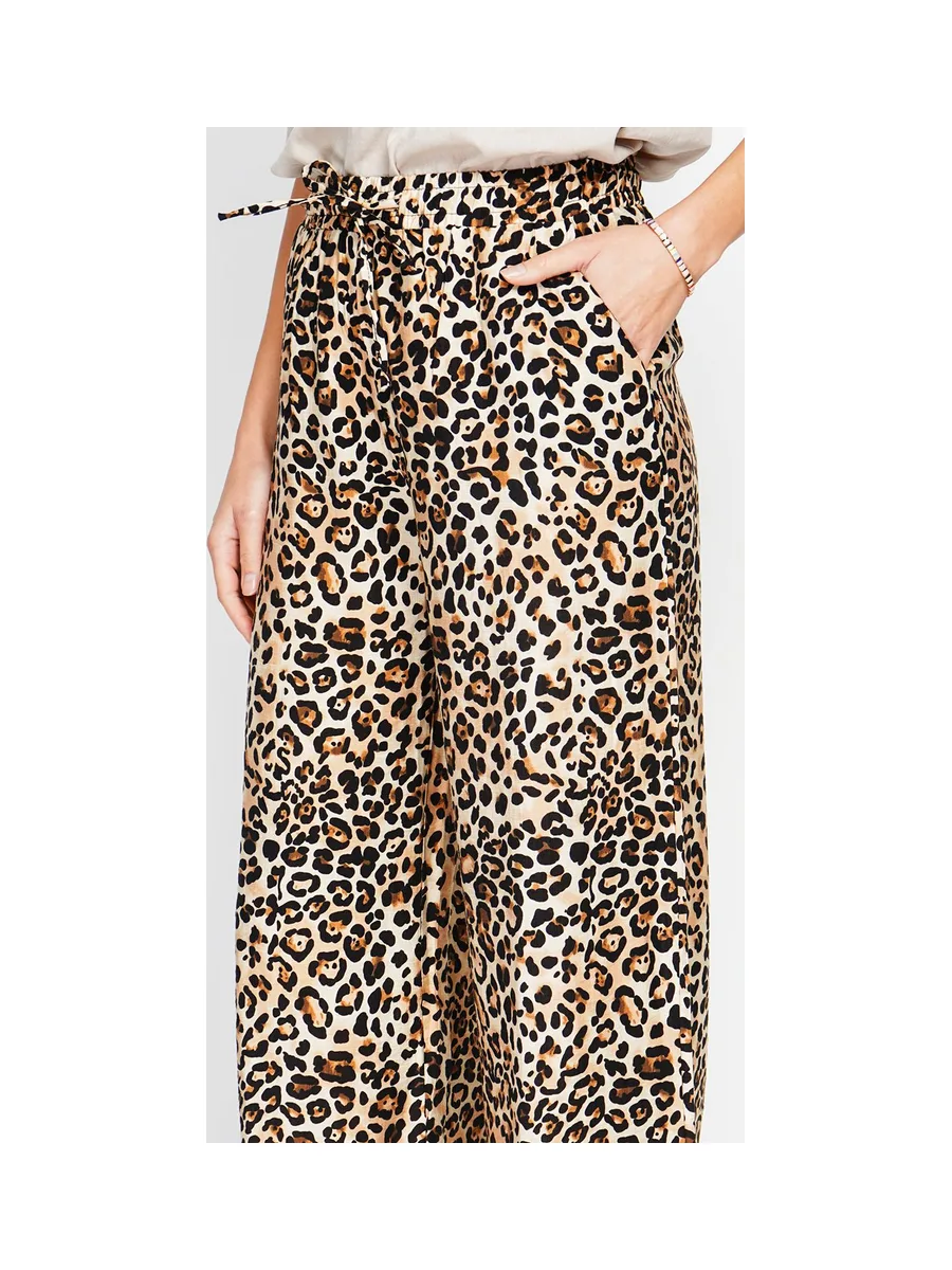 Pantalon taille haute en léopard avec cordons de serrage avec poches 6