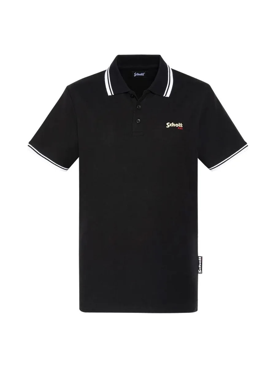 Polo Noir/Blanc Homme Schott PSWILL2 2