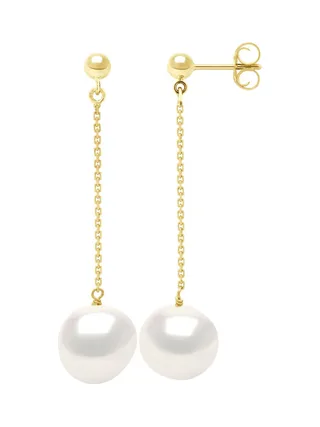Boucles d'Oreilles Véritables Perles d'Eau Douce Baroques 11-12 mm — Or Jaune 375 Millièmes 1