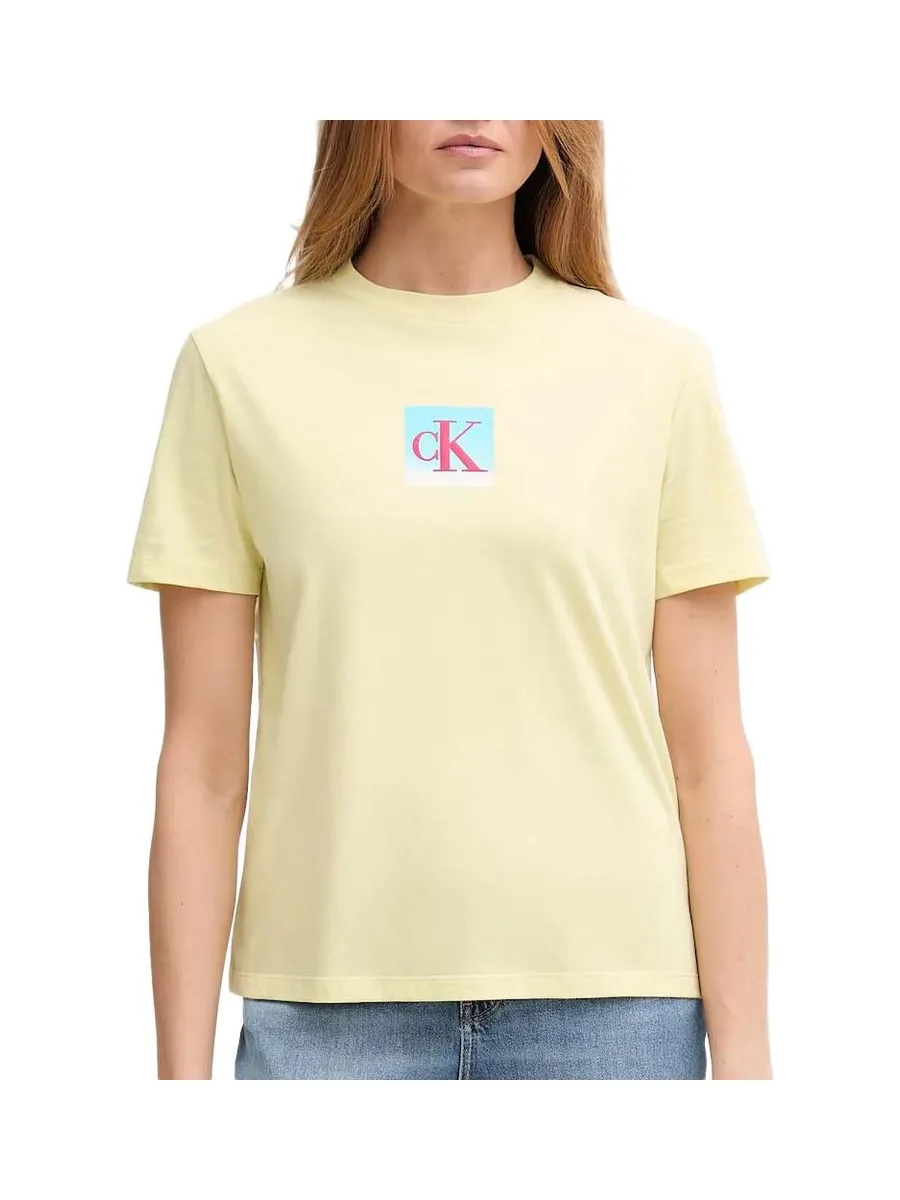 T-shirt Jaune Femme Calvin Klein Jeans Ss Classic 2