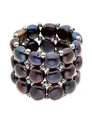 Bague 3 Rangs Véritables Perles d'Eau Douce 4 mm 3