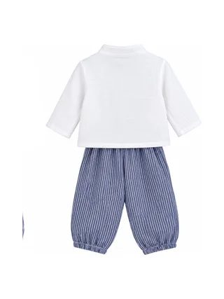 Ensemble Blanc/Bleu Bébé P'tit Mome Paolo 2