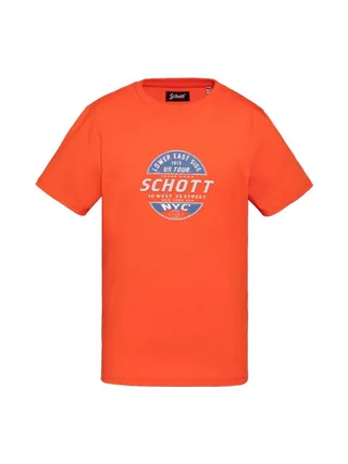 T-shirt Orange Garçon Schott USTOUR 1