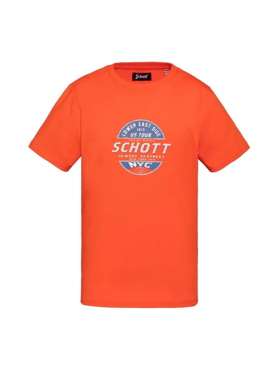 T-shirt Orange Garçon Schott USTOUR 2