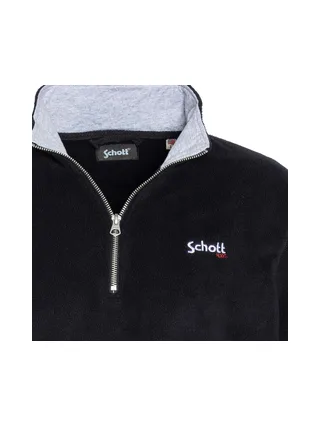 Sweat Polaire Noir Homme Schott Half Zipped 3