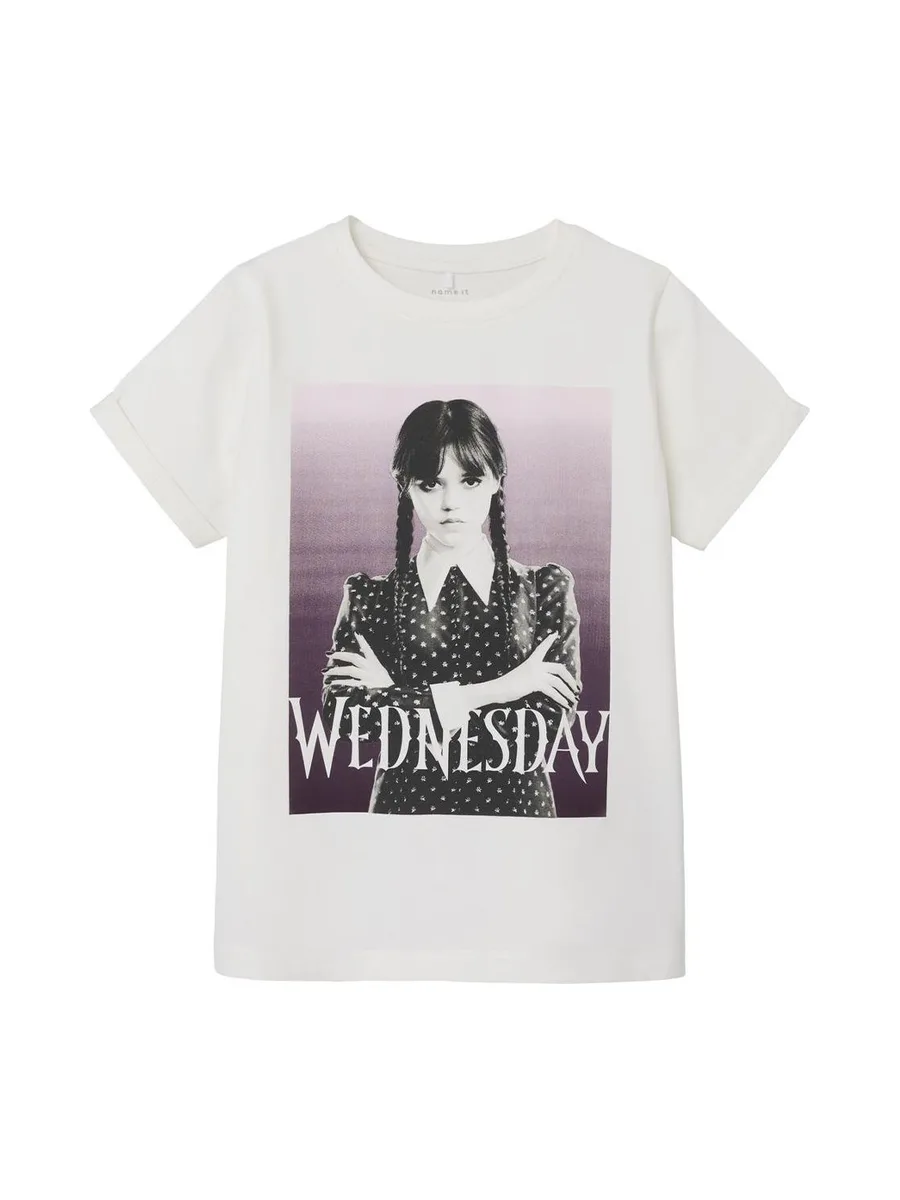 T-shirt Blanc Fille Name it Jax Wednesday 3