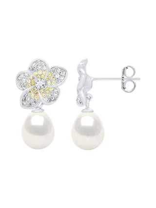 Boucles d'Oreilles Véritables Perles d'Eau Douce Poires 9-10 mm — Argent 925 Millièmes 3
