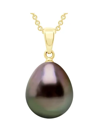 Pendentif Bélière Articulée Véritable Perle de Tahiti Poire 11-12 mm — Or Jaune 375 Millièmes 1