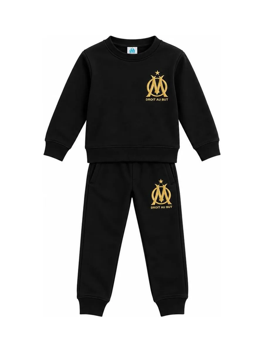 Ensemble de Survêtement Noir/Doré Garçon Olympique de Marseille 2