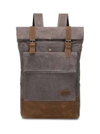 JACK - Sac à dos en cuir véritable et toile enduite - Bleu 17