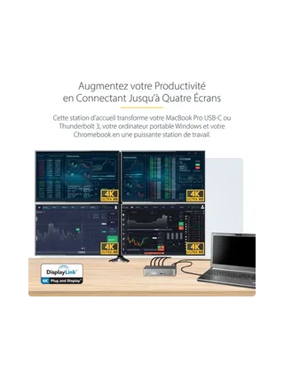 USB-C Dock - 4K Quad Monitor - 100W PD 8