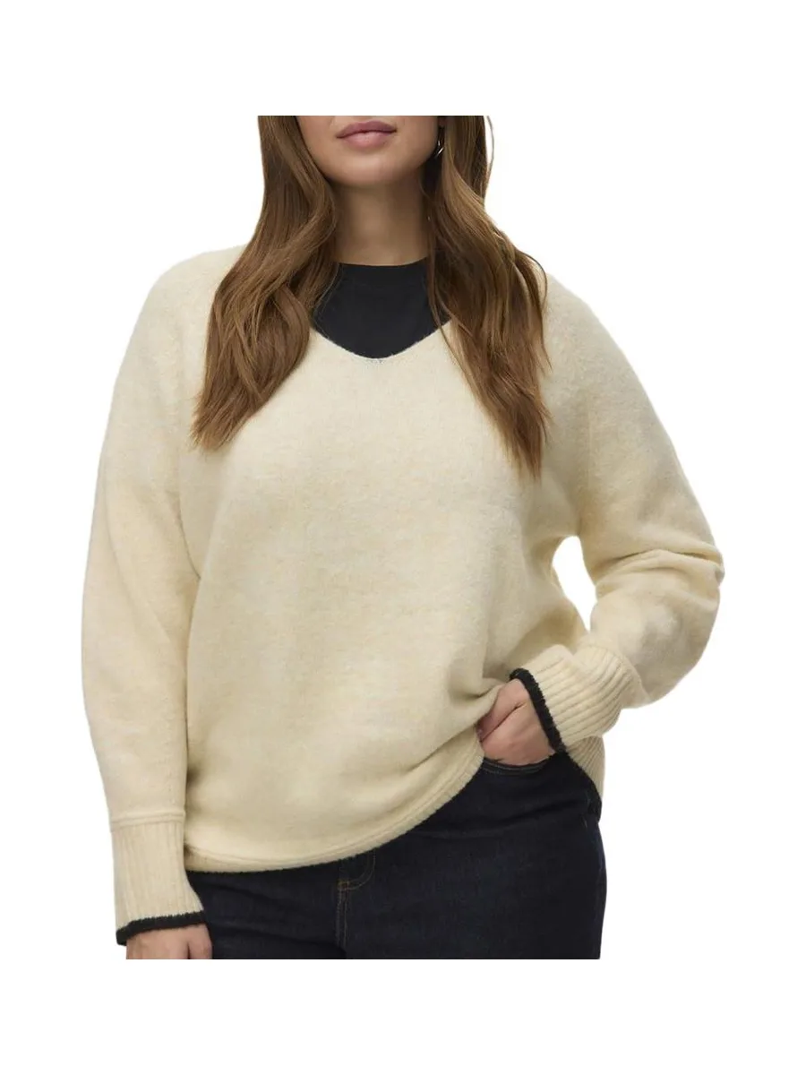 Pull Blanc/Beige Femme Vero Moda Curve Caquarius 2