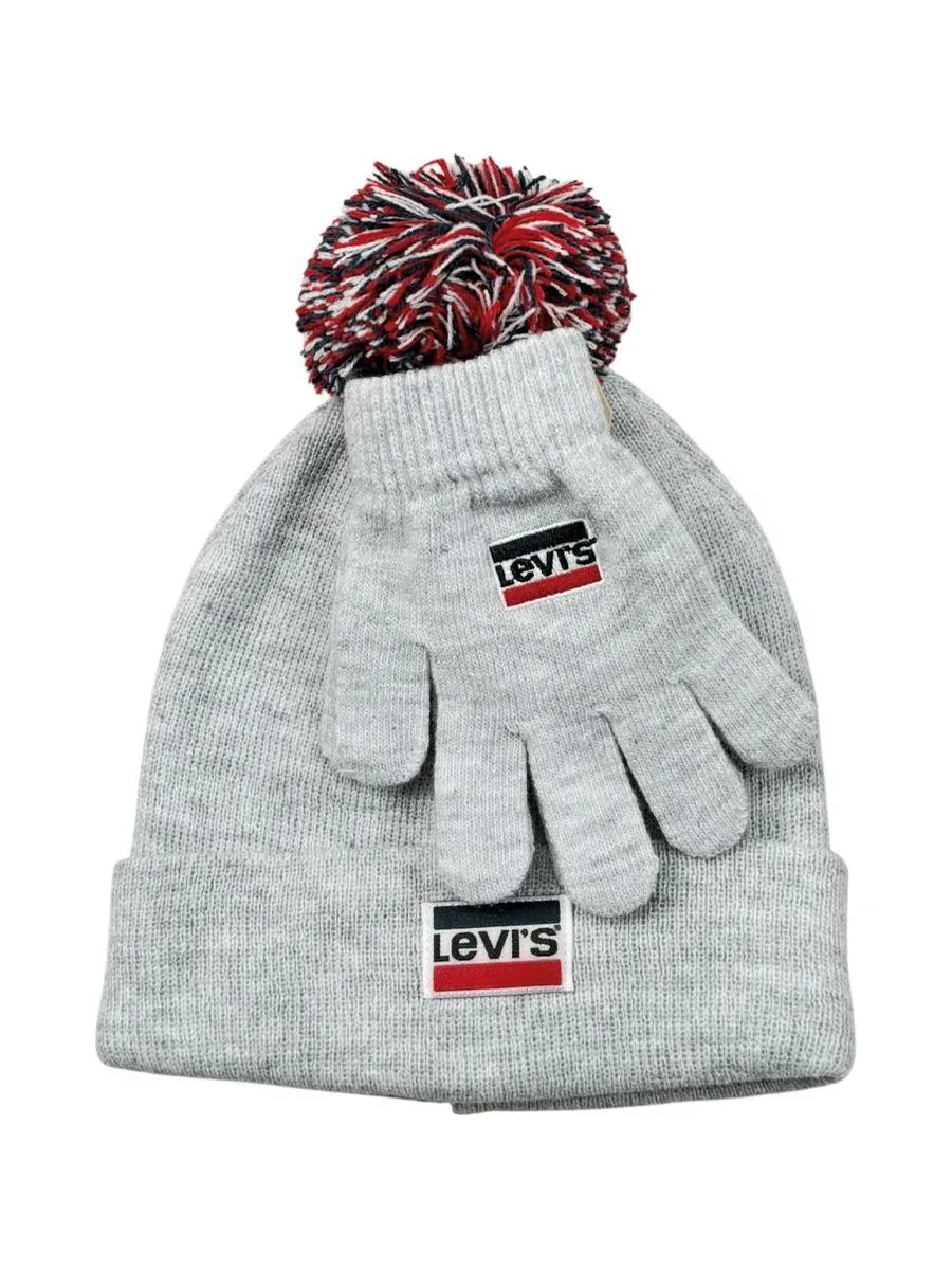 Ensemble Bonnet + Gants Gris Garçon Levi's Nep 2