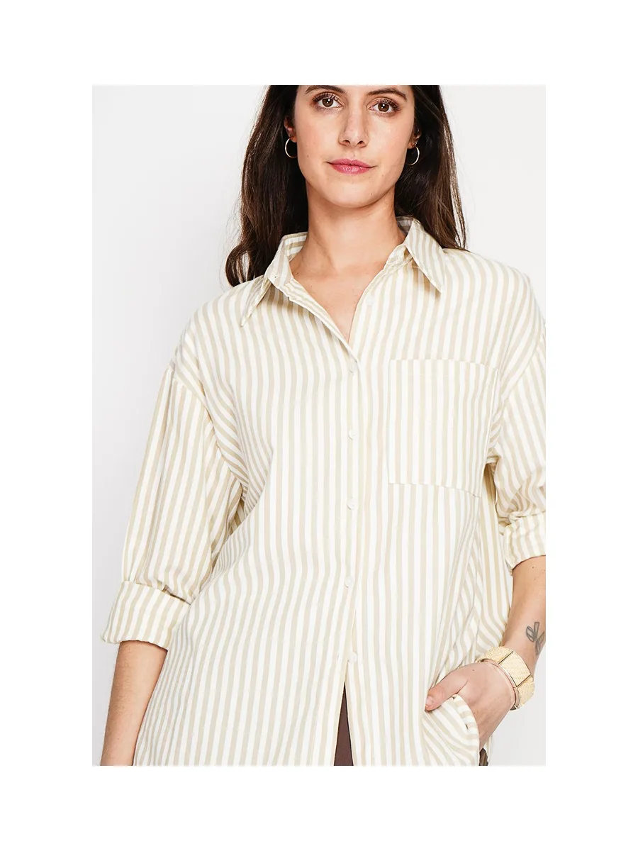 Chemise longue coupe oversize Poche poitrine à manches longues à reyure 12