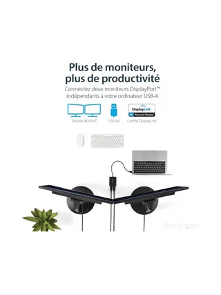 Adapter USB to Dual DisplayPort 4K 60Hz 8