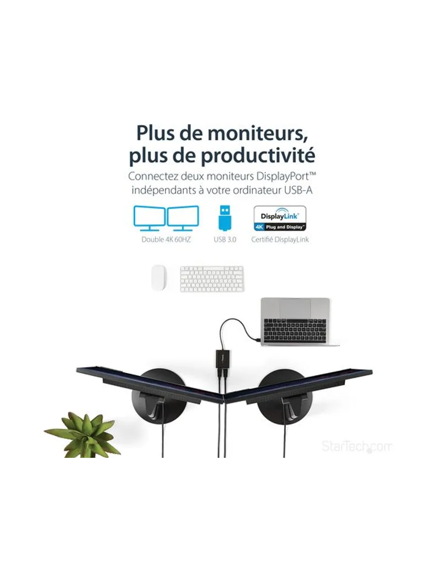 Adapter USB to Dual DisplayPort 4K 60Hz 8