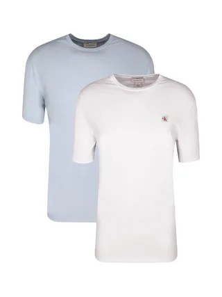 Lot de 2 T-shirts Blanc/Bleu Homme Calvin Klein Jeans Ss Badge 1