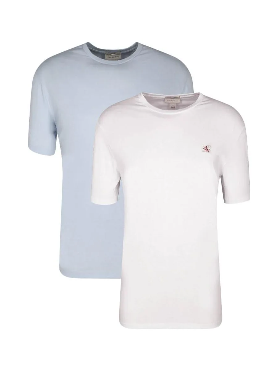 Lot de 2 T-shirts Blanc/Bleu Homme Calvin Klein Jeans Ss Badge 1