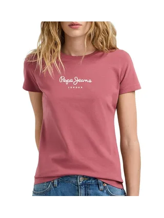 T-Shirt Rose/blanc Femme Pepe jeans New Virginia 1
