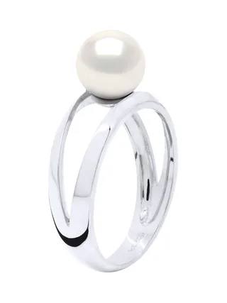 Bague Véritable Perle d'Eau Douce Ronde 8-9 mm — Or Blanc 375 Millièmes 2