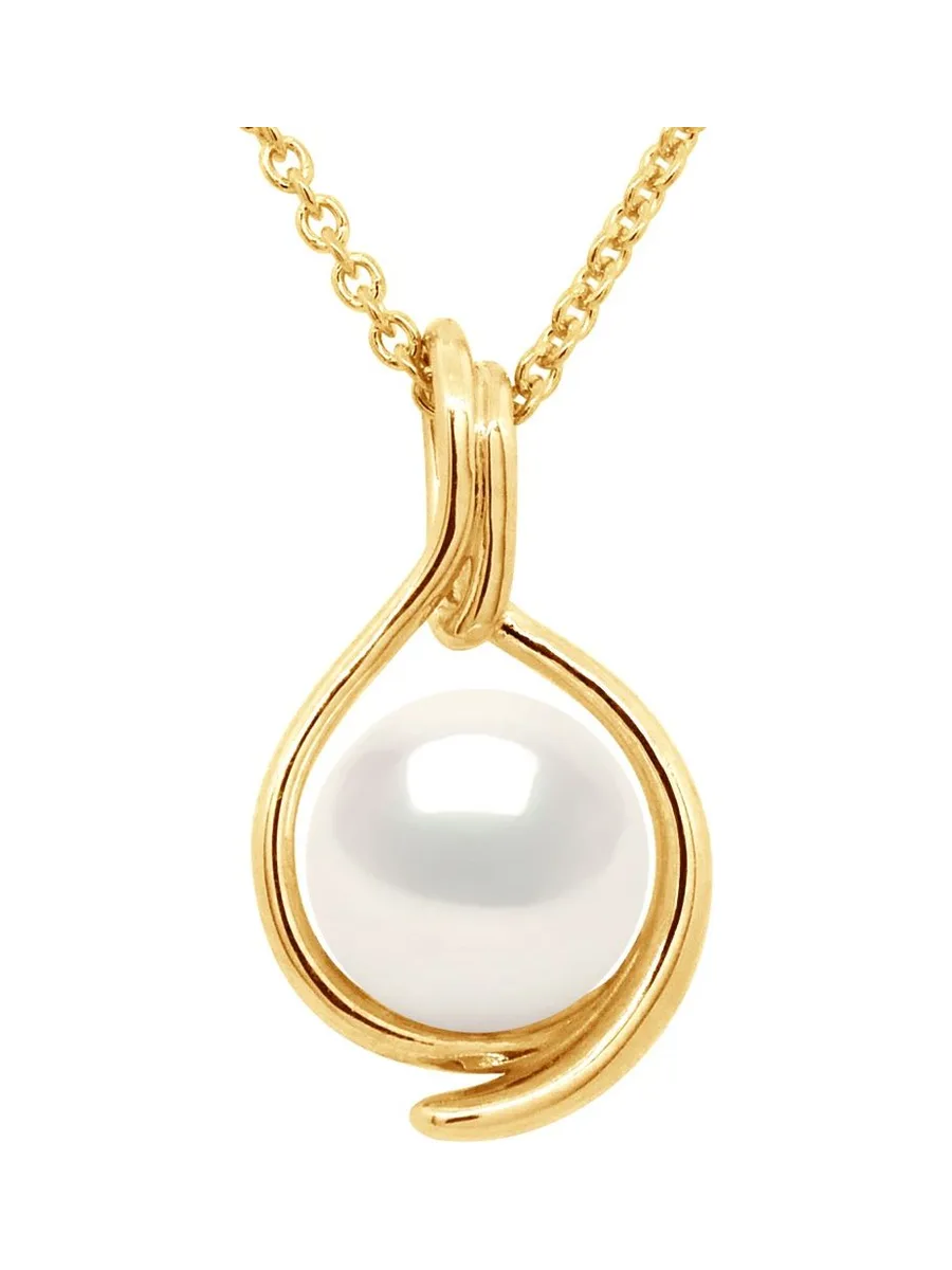 Collier Véritable Perle d'Eau Douce Ronde 8-9 mm — Or Jaune 375 Millièmes — 42 cm 1