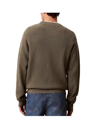 Sweat Vert Homme Calvin Klein Jeans Waffle Badgeses 2