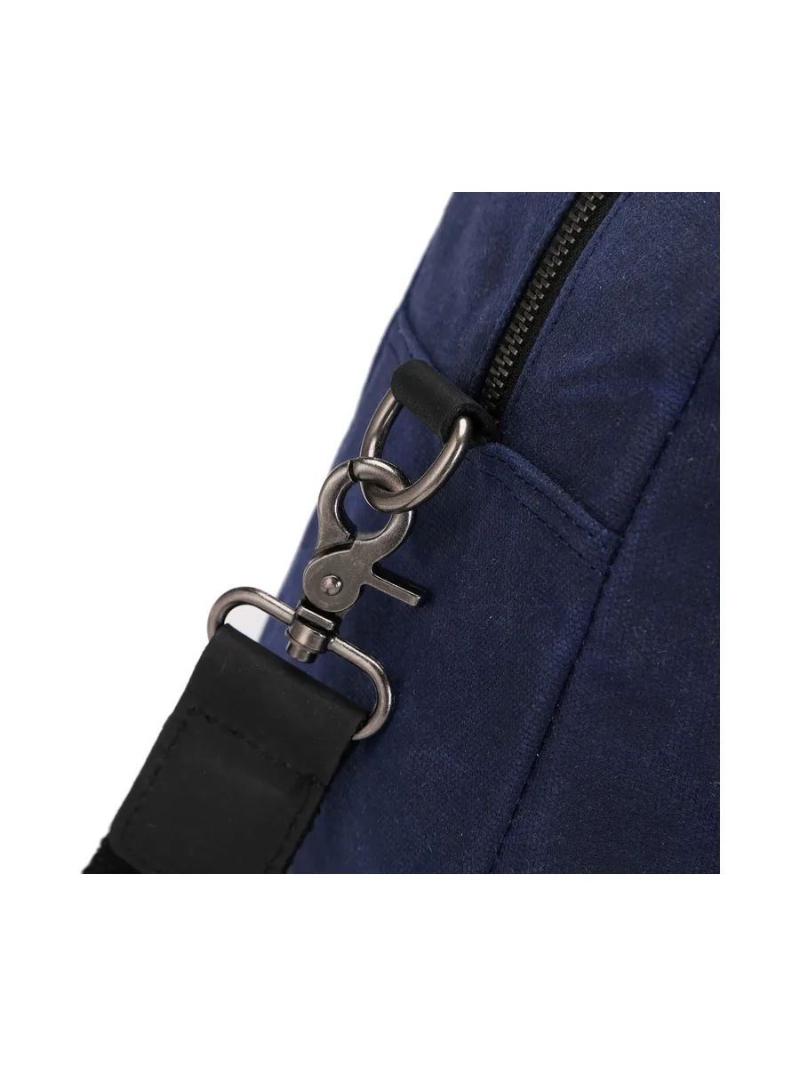 BART - Sac week-end en cuir véritable et toile enduite - Bleu 7