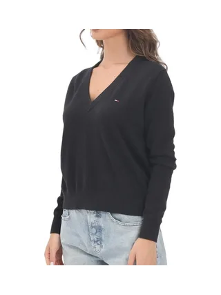 Pull Noir Femme Tommy Hilfiger Vneck 1