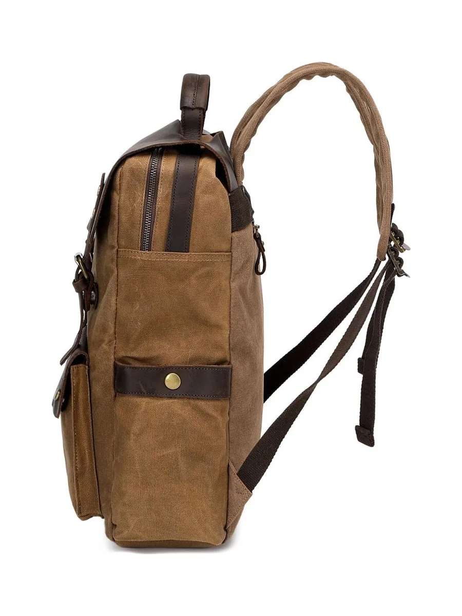 ED - Sac à dos en cuir véritable et toile enduite - Bleu 43