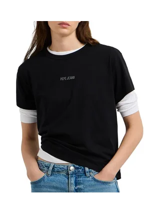 T-Shirt Noir Femme Pepe jeans Bema 1