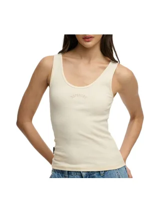 Débardeur Beige Femme Superdry Logo Scoop 1