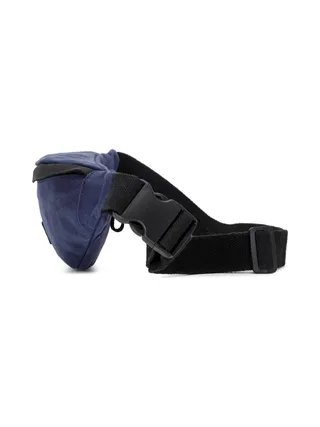 FLO - Sac banane en cuir véritable et toile enduite - Bleu 3
