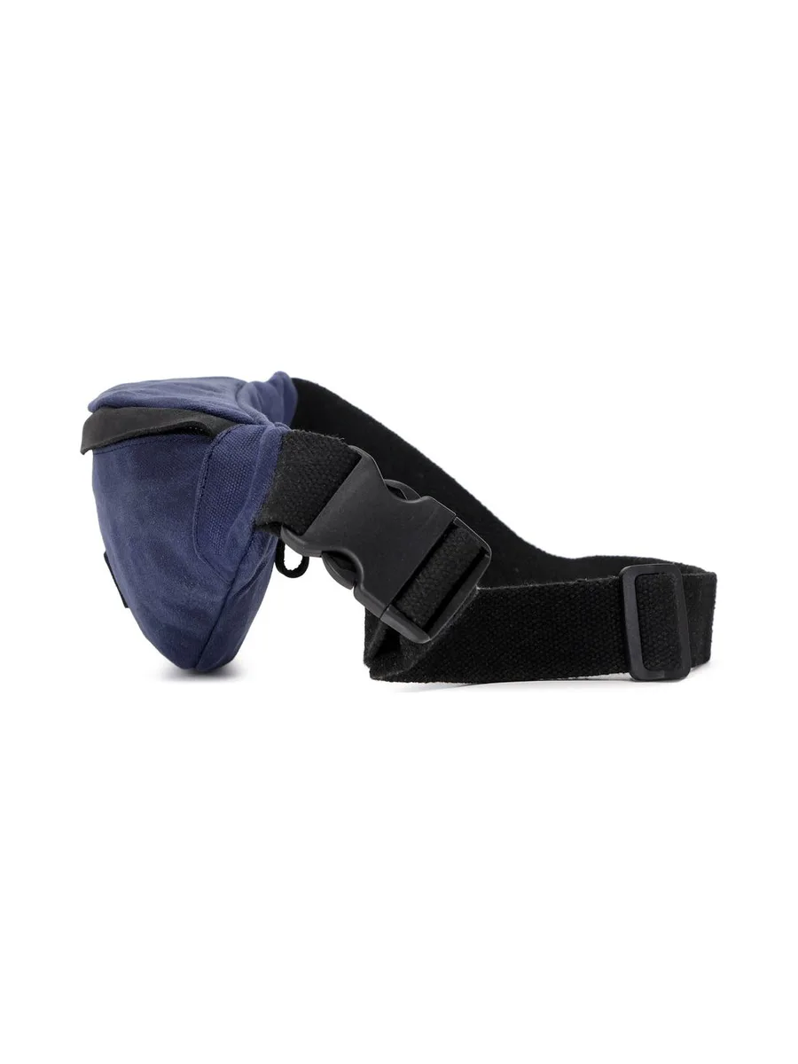 FLO - Sac banane en cuir véritable et toile enduite - Bleu 3