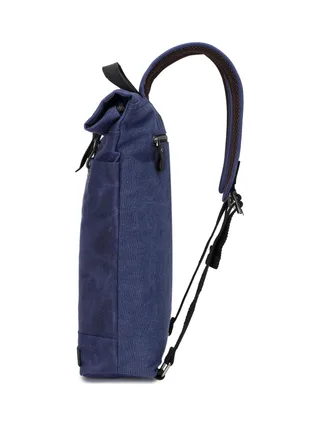 STAN - Sac à dos en cuir véritable et toile enduite - Bleu 3