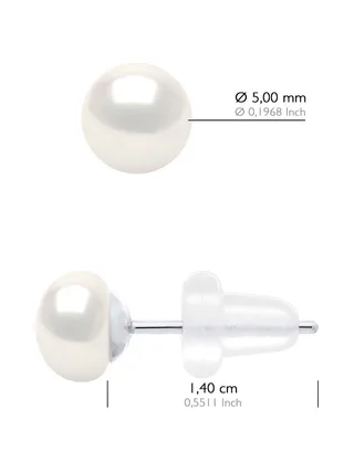 Boucles d'Oreilles Véritables Perles d'Eau Douce Bouton 5-6 mm — Or 375 Millièmes 2