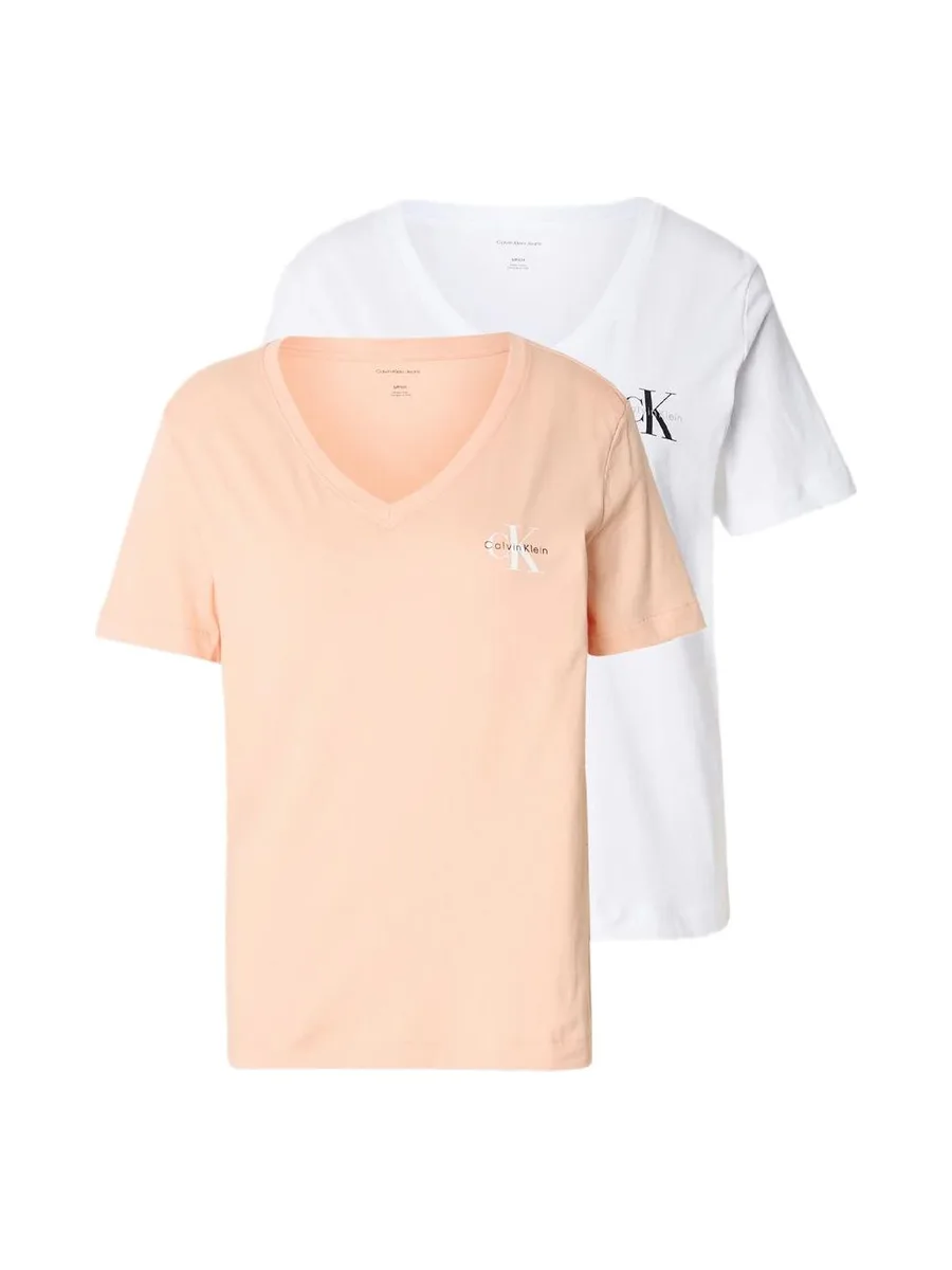 T-Shirt Orange/Blanc Femme Calvin Klein Jeans LV047C906G 2