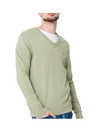 Pull Kaki Homme Tommy Hilfiger Pima MW0MW28047 1