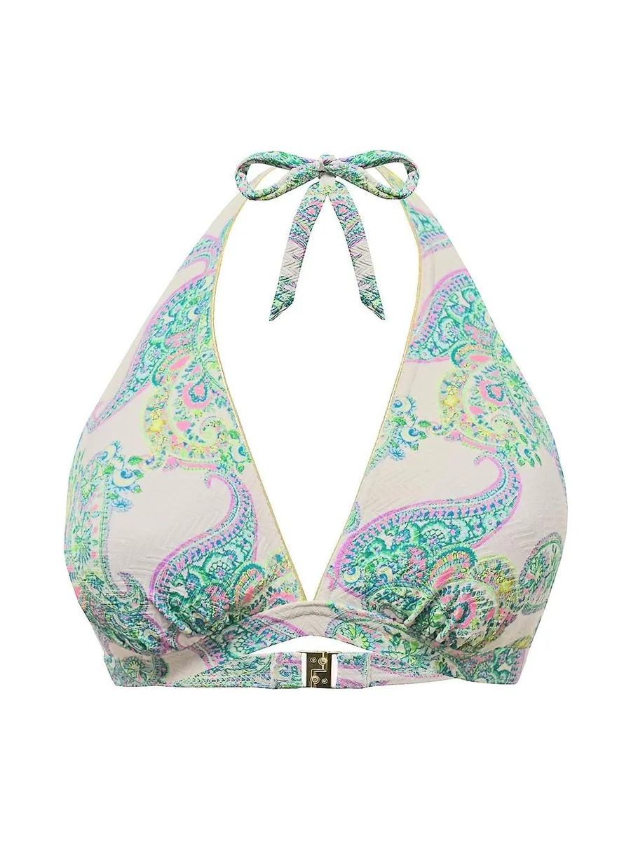 Haut de maillot de bain Triangle Blanc Vert Femme Grain de Sable Mousse 1