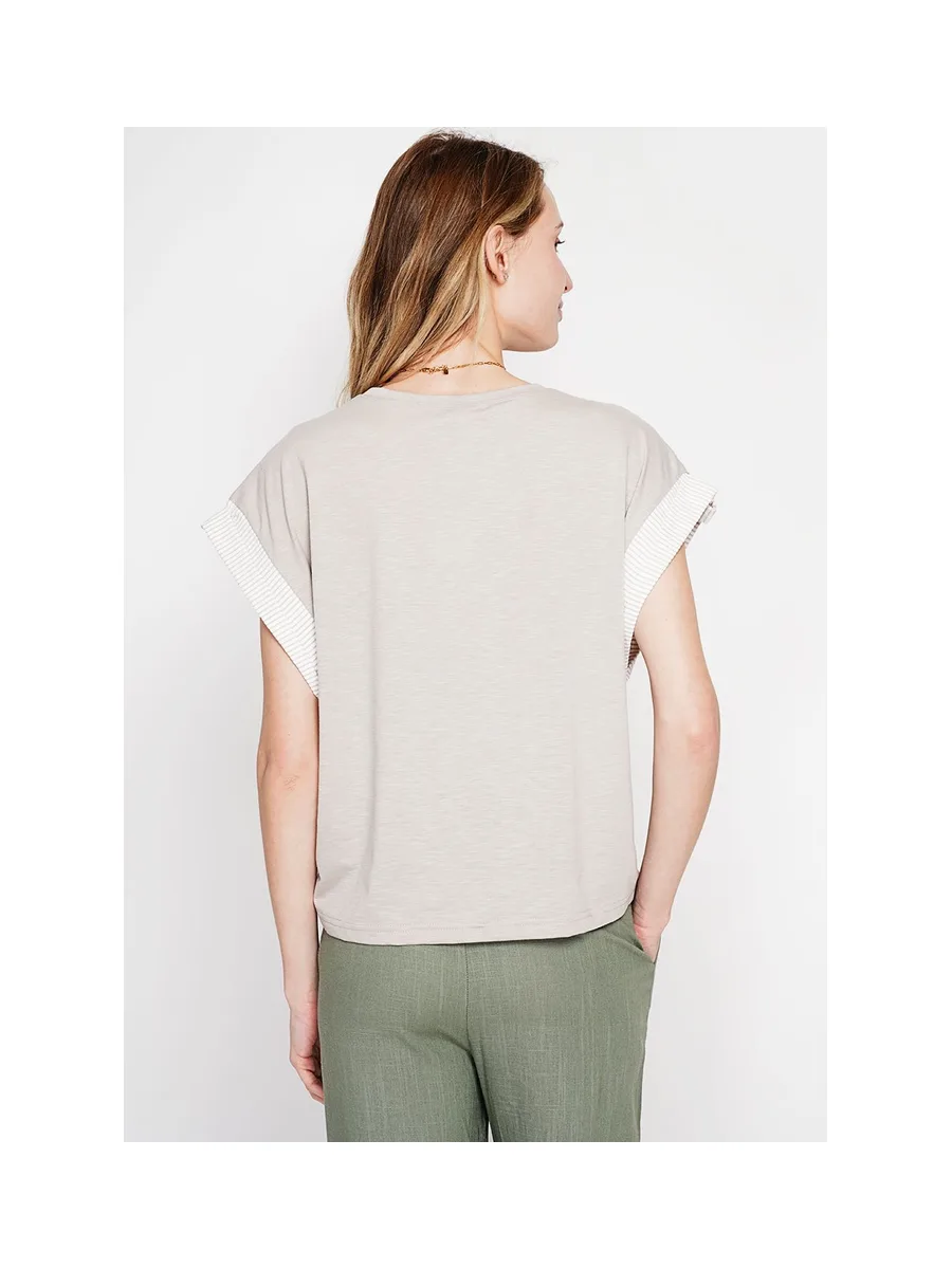 T-shirt col rond coupe oversize manches court avec patte boutons 20