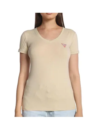 T-shirt Beige Femme Guess Mini Triangle 2